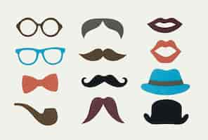 PSD gratuito colección de iconos de hipster de hombres