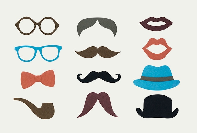 Colección de iconos de hipster de hombres
