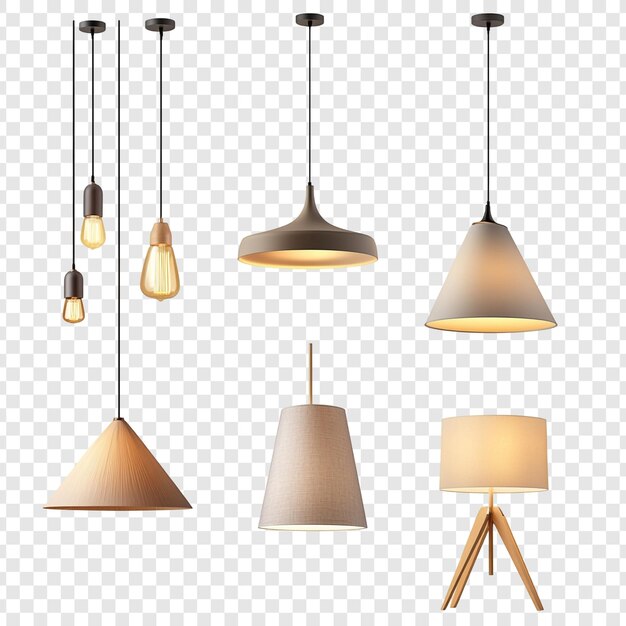 Colección de lámparas colgantes y lámparas de mesa modernas