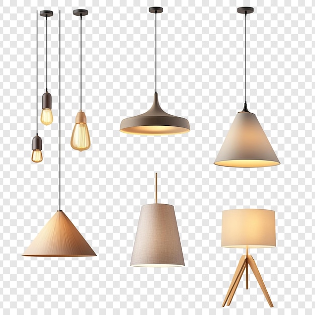 Colección de lámparas colgantes y lámparas de mesa modernas