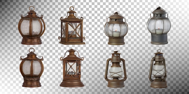Colección de linternas antiguas para decoración y diseño