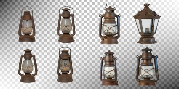 Colección de linternas antiguas para decoración