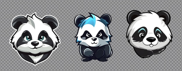 La colección de logotipos de la mascota panda de psd