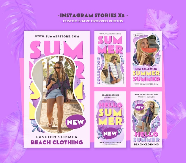 Colección de moda de verano historias de Instagram
