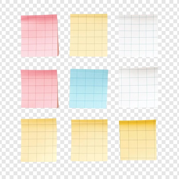 Colección de notas adhesivas de cuadrícula de colores
