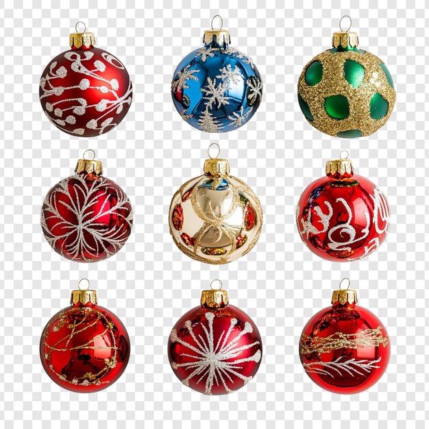 Colección de nueve adornos navideños