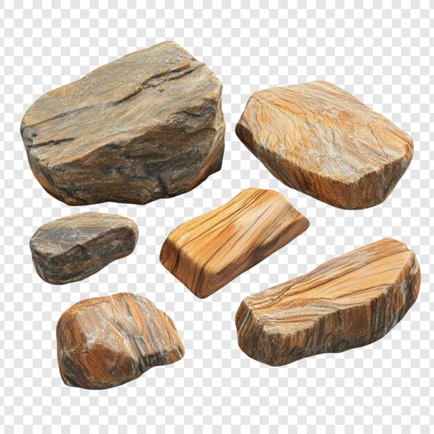 Colección de piedras marrones y beige de varias formas y tamaños texturas de roca natural