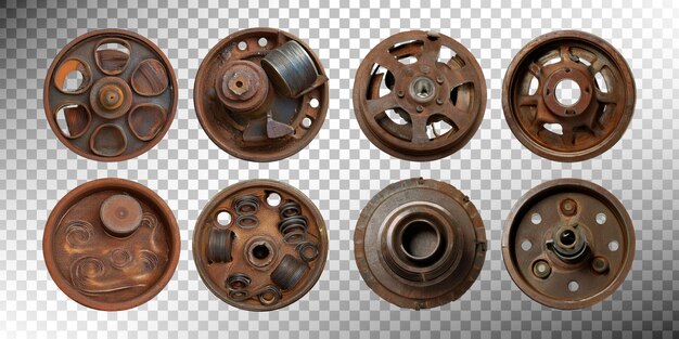 Colección de piezas mecánicas oxidadas para proyectos antiguos