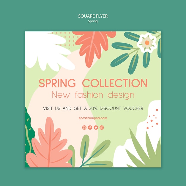 Colección primavera flyer cuadrado