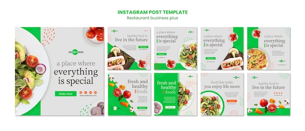 PSD gratuito colección de publicaciones de instagram de alimentos frescos y saludables