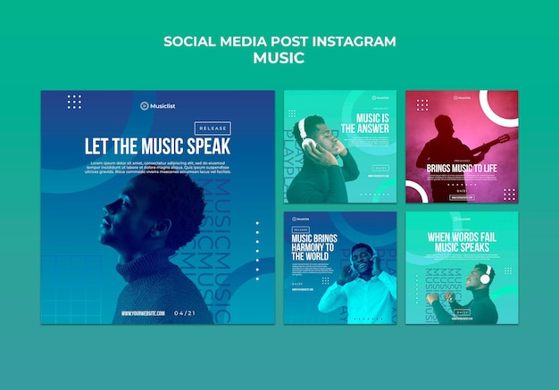 Colección de publicaciones de instagram para amantes de la música