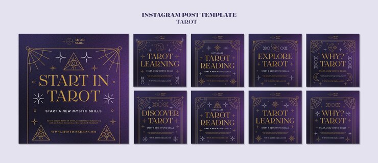 PSD gratuito colección de publicaciones de instagram de cartas del tarot