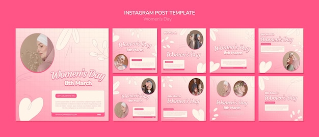 PSD gratuito colección de publicaciones de instagram para la celebración del día de la mujer