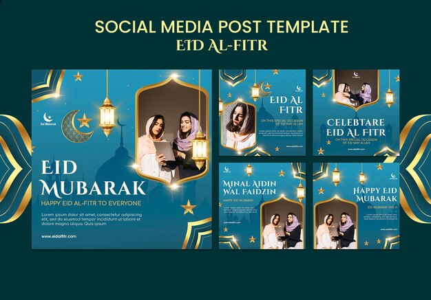 Colección de publicaciones de instagram de celebración de eid-al fitr