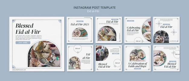 PSD gratuito colección de publicaciones de instagram para la celebración islámica de eid al-fitr