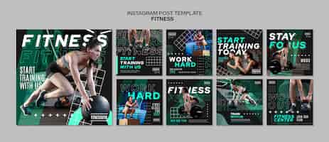 PSD gratuito colección de publicaciones de instagram de clases de fitness