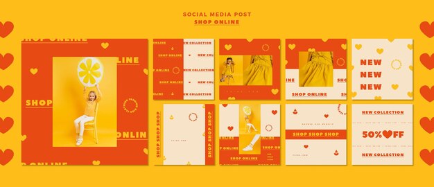 Colección de publicaciones de Instagram para compras en línea