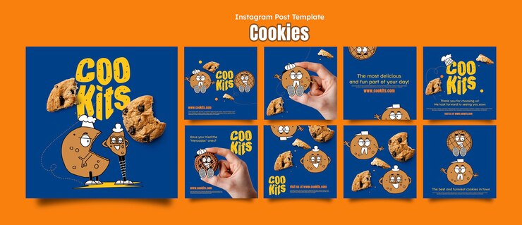 PSD gratuito colección de publicaciones de instagram con cookies