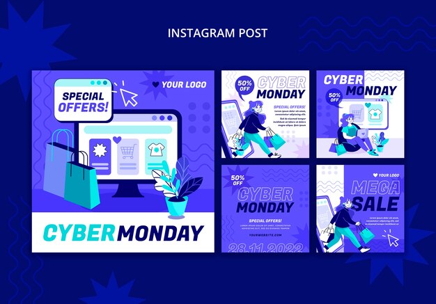 Colección de publicaciones de instagram de cyber monday