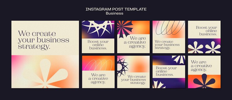 PSD gratuito colección de publicaciones de instagram degradadas para empresas