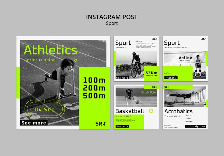 Colección de publicaciones de instagram de deportes y actividades