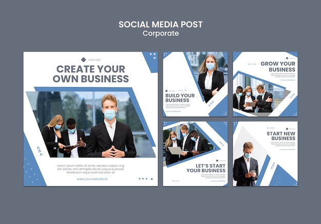 Colección de publicaciones de instagram para empresas profesionales