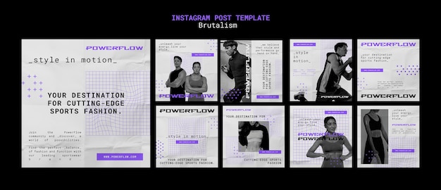 PSD gratuito colección de publicaciones de instagram en estilo brutalismo
