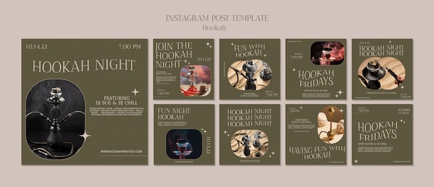 Colección de publicaciones de instagram de la fiesta de la noche de la cachimba