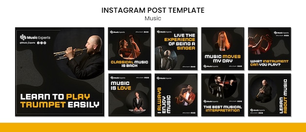 Colección de publicaciones de instagram de lecciones de música