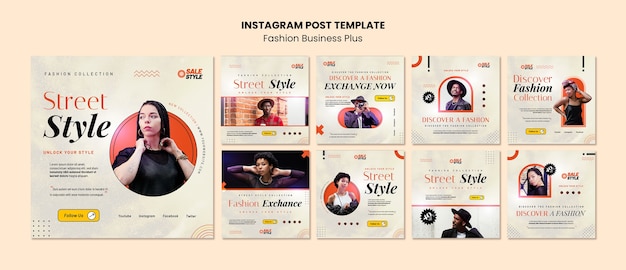 PSD gratuito colección de publicaciones de instagram de moda y estilo callejero