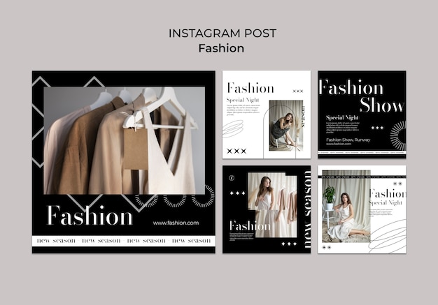 PSD gratuito colección de publicaciones de instagram de moda y estilo