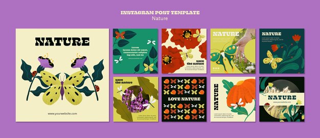 Colección de publicaciones de instagram de naturaleza