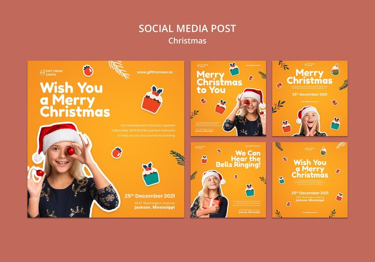 PSD gratuito colección de publicaciones de instagram navideñas festivas