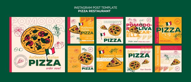 Colección de publicaciones de Instagram para pizzerías italianas