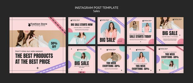 Colección de publicaciones de instagram de rebajas de moda femenina