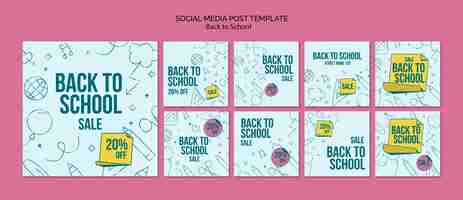 PSD gratuito colección de publicaciones de instagram para el regreso a clases