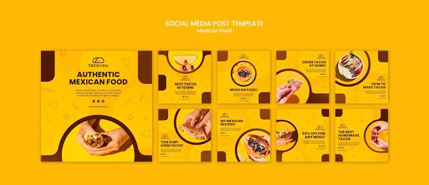 Colección de publicaciones de Instagram para restaurante de comida mexicana