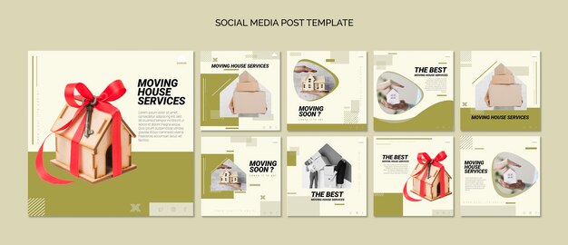 Colección de publicaciones de Instagram para servicios de mudanzas