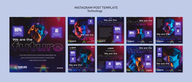 Colección de publicaciones de instagram de tecnología de realidad virtual