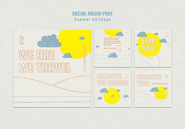 Colección de publicaciones de Instagram para vacaciones de verano
