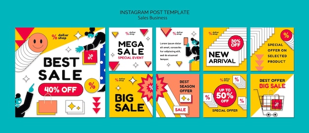 PSD gratuito colección de publicaciones de instagram de ventas