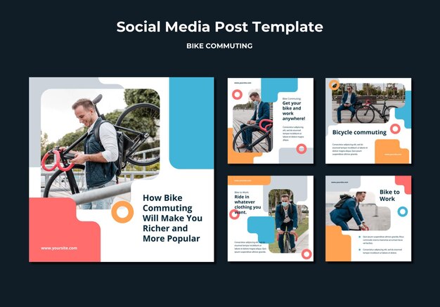 Colección de publicaciones de Instagram para viajar en bicicleta con un pasajero masculino