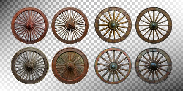 Colección de ruedas de madera de época