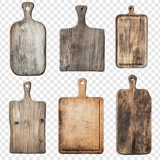 Colección de tablas de madera rústicas para cortar