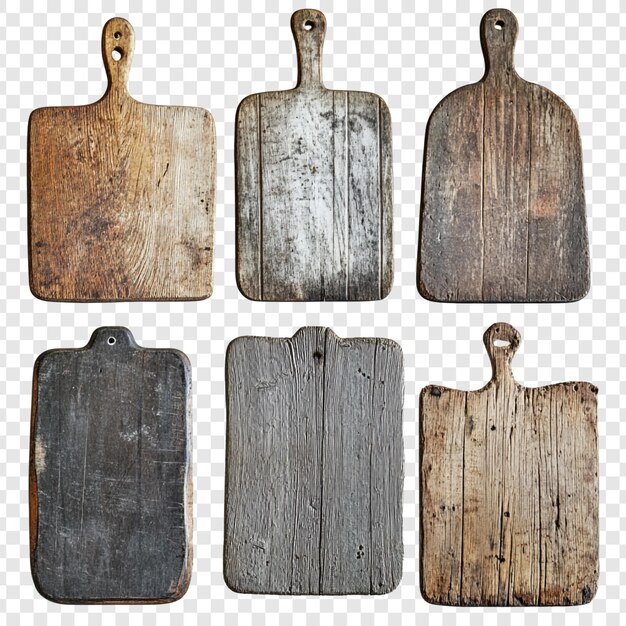 Colección de tablas de madera rústicas para cortar