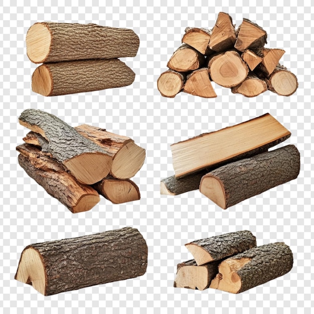 Colección de troncos de leña de varios tamaños y arreglos Ideales para el calor del invierno y la atmósfera acogedora