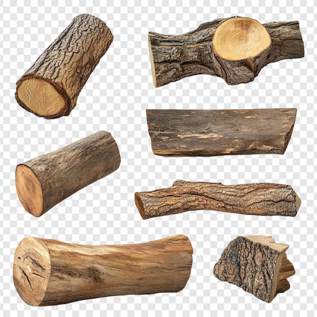 Colección de troncos y ramas de madera rústicos ideales para artesanía o chimenea