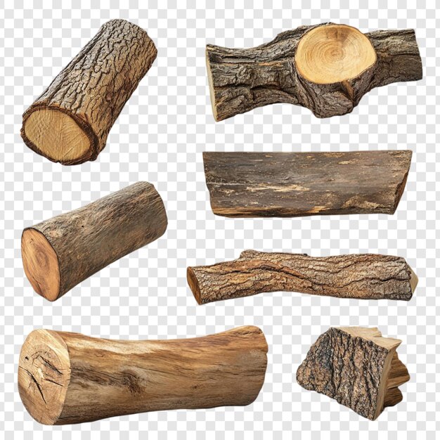 Colección de troncos y ramas de madera rústicos ideales para artesanía o chimenea