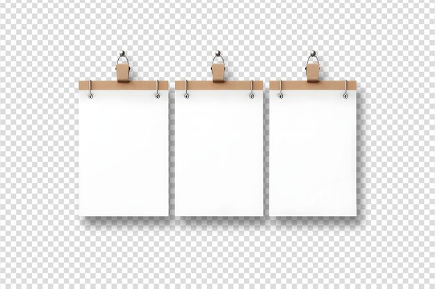 colgando calendarios en blanco