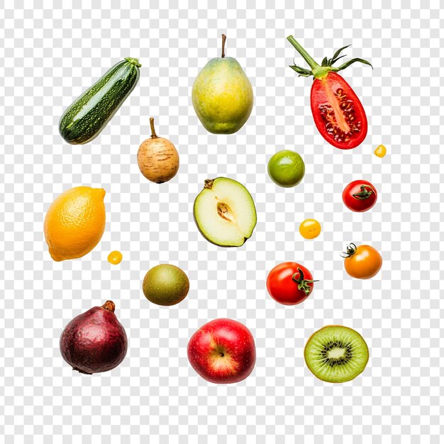 Collaje vibrante de frutas y verduras Una encantadora exhibición de la generosidad de la naturaleza